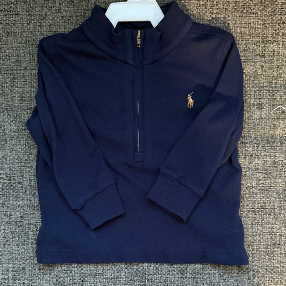 Ralph Lauren Navy Half-Zip Sweatshirt with Embroidered Pony